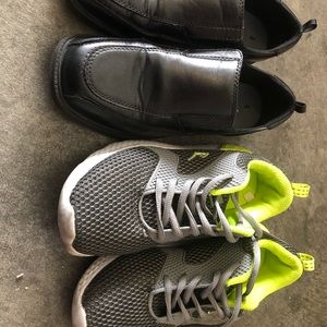 Dress shoes and sneakers